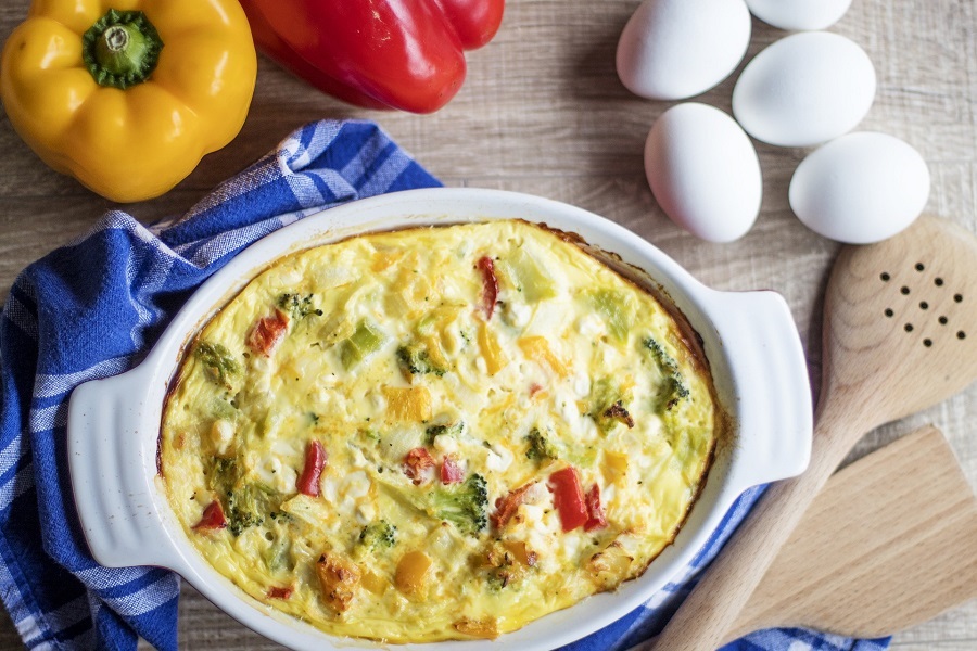 Crockpot Breakfast Ideas Overhead View of a Breakfast Casserole