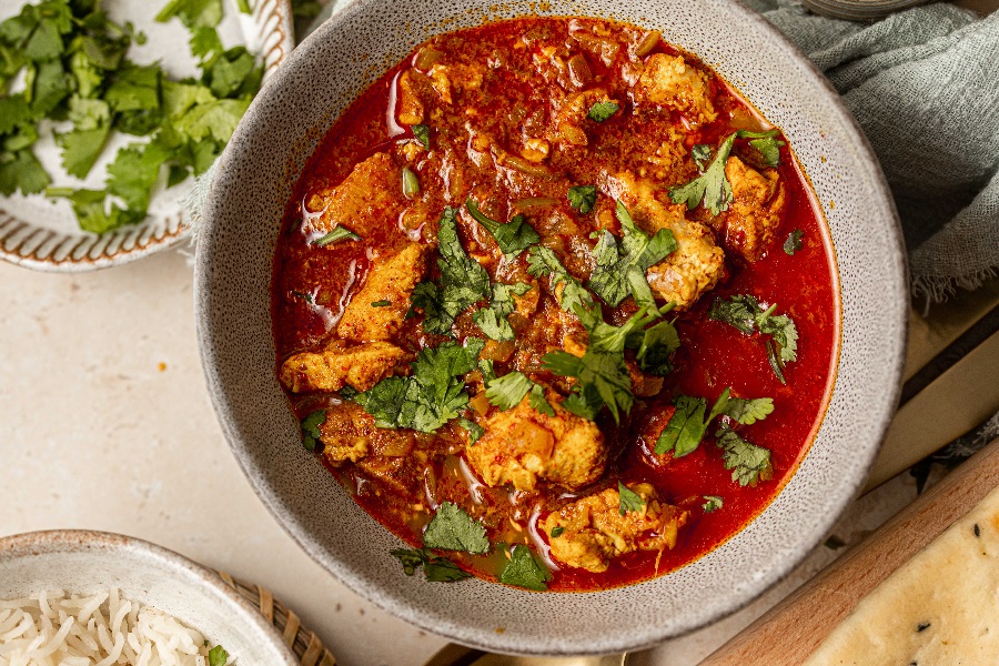 Crockpot Chicken Breast Recipes for Dinner Overhead View of a Bowl of Chicken Tikka Masala